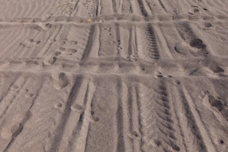 Reifenspuren auf den Amargosa Big Dunes